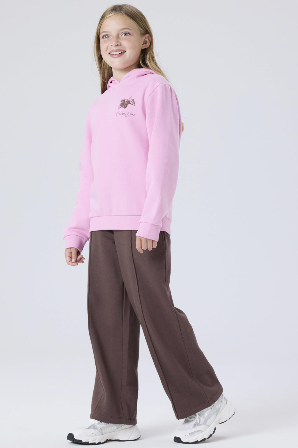 NAME IT KIDS regular fit hoodie met backprint - roze