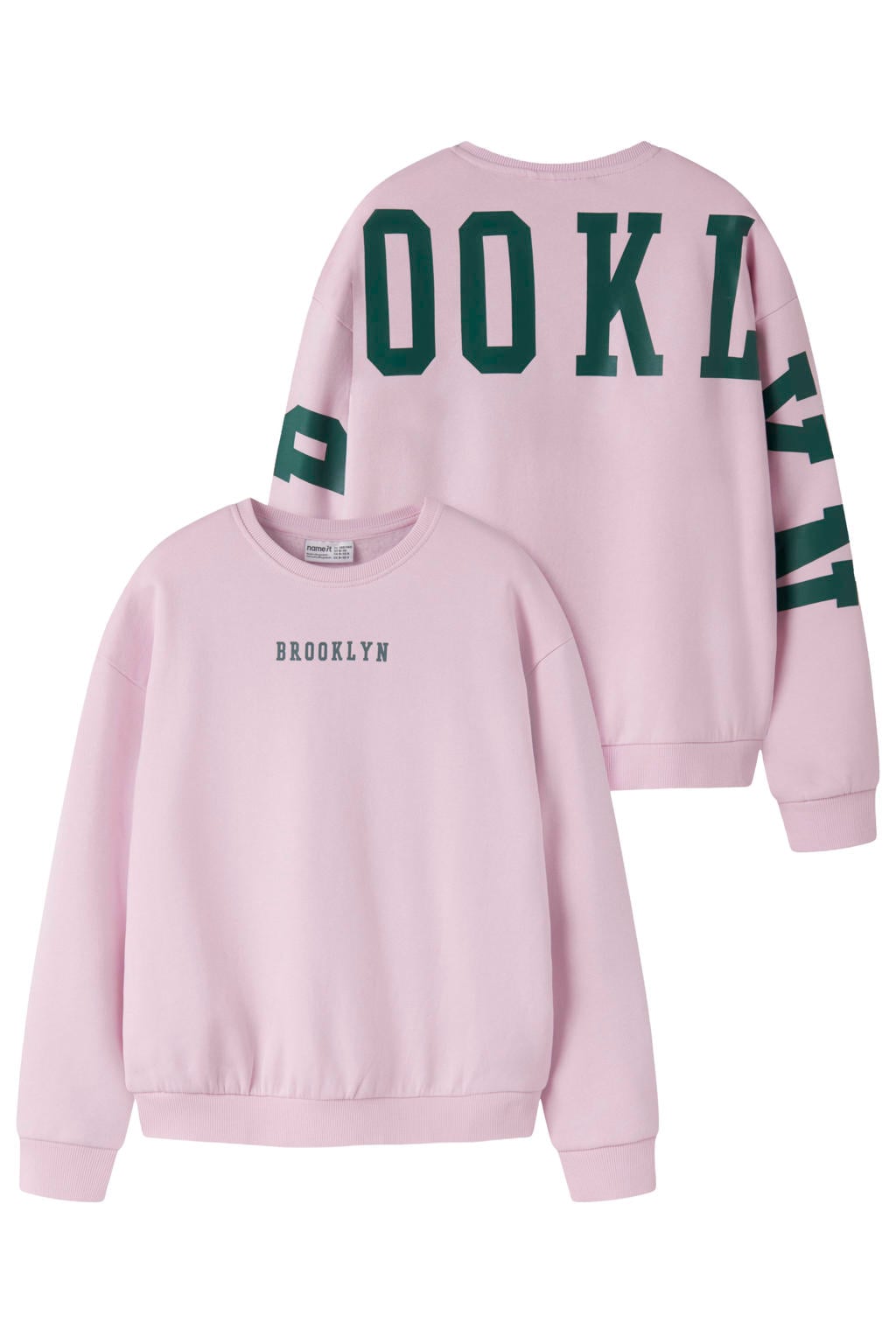 NAME IT KIDS relaxed fit sweater met backprint - lichtroze