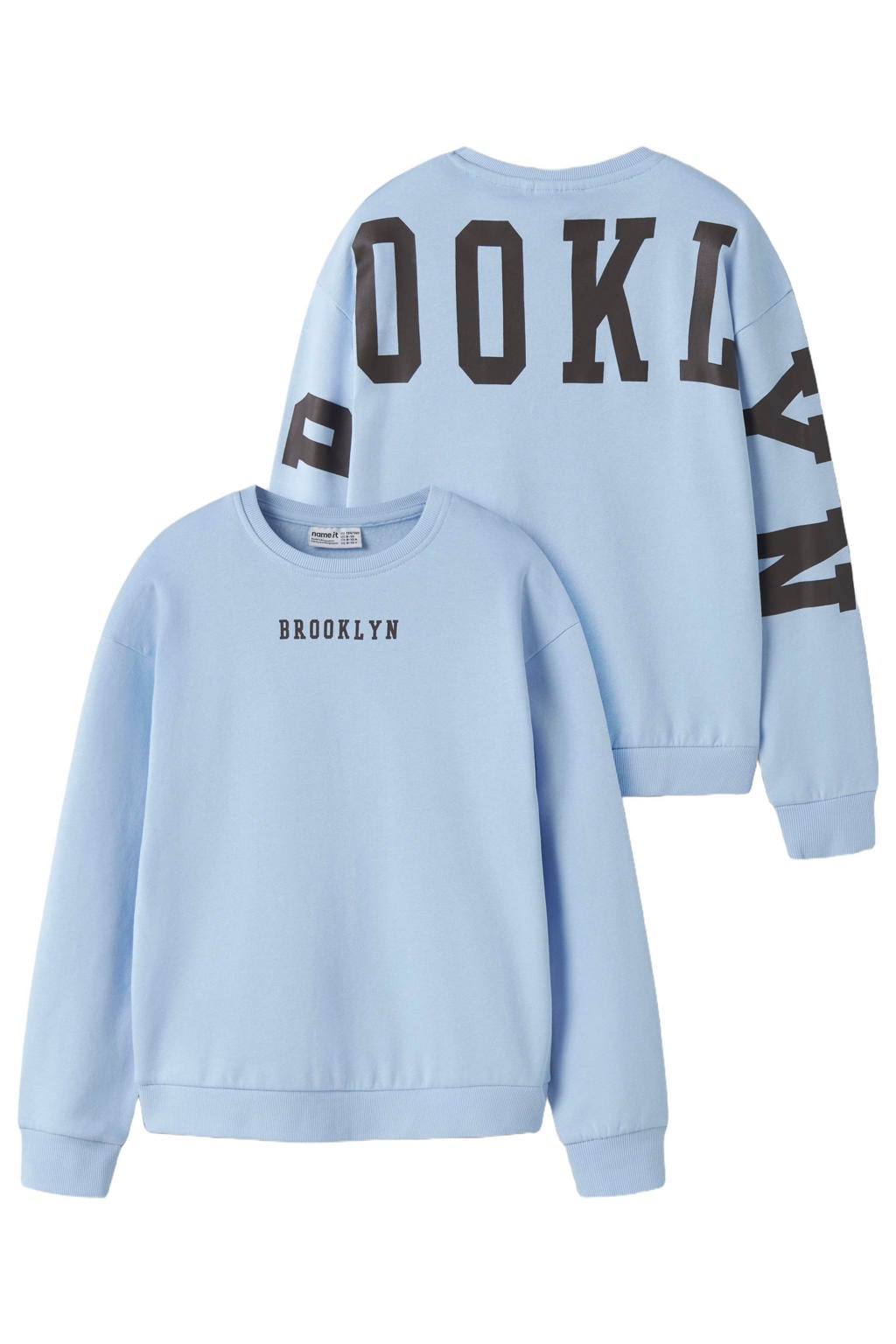 NAME IT KIDS relaxed fit sweater met backprint - lichtblauw