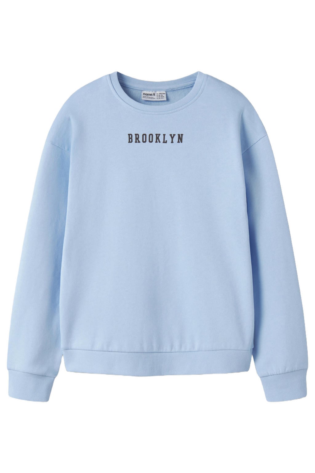 Lichtblauwe meisjes NAME IT KIDS relaxed fit sweater met lange mouwen, ronde hals en geribde boorden
