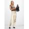 Desigual regular waist straight leg jeans met borduursels - ecru