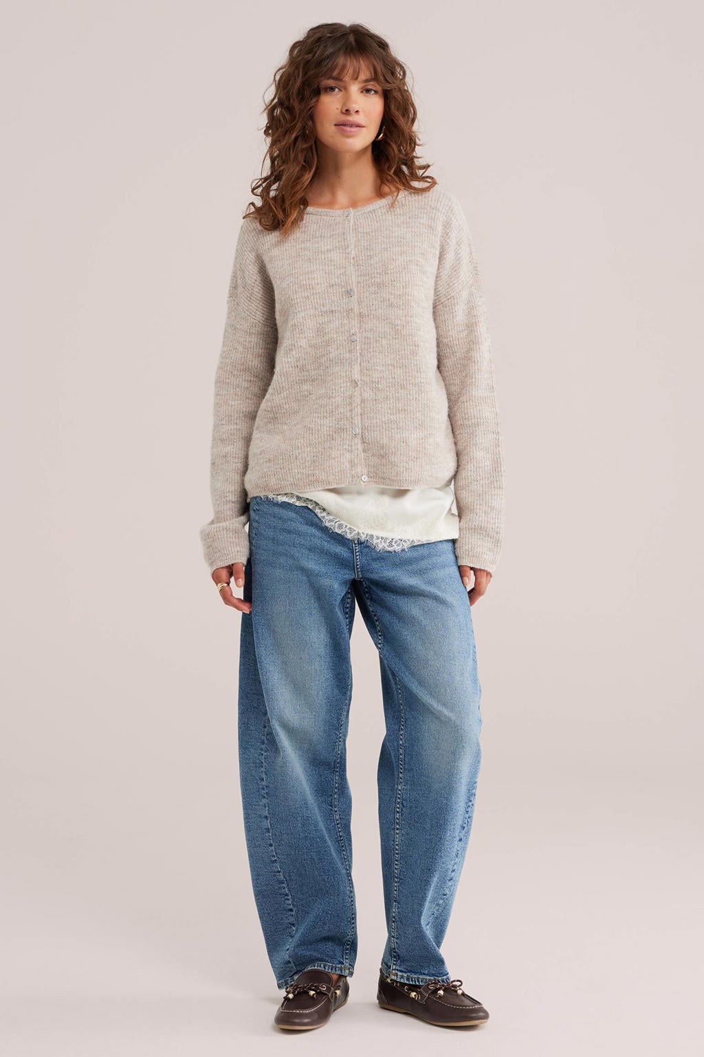 WE Fashion Blue Ridge low waist barrel jeans - mediumblauw