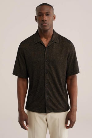 relaxed fit gebreid overhemd - bruin