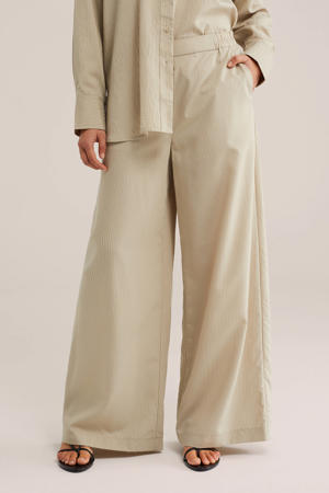 wide leg gestreepte broek - beige
