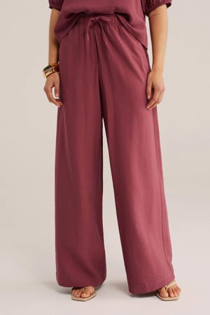 viscose wide leg broek - oudroze