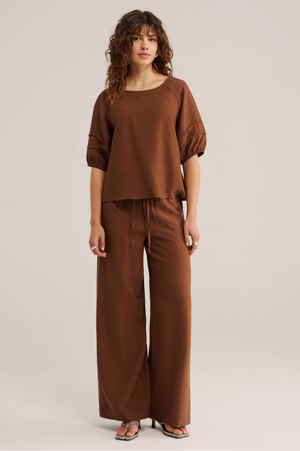 WE Fashion wide leg broek - bruin