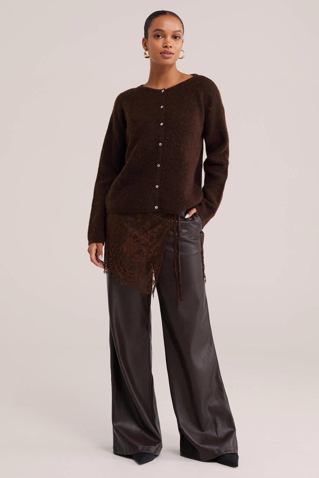 WE Fashion wide leg broek - bruin