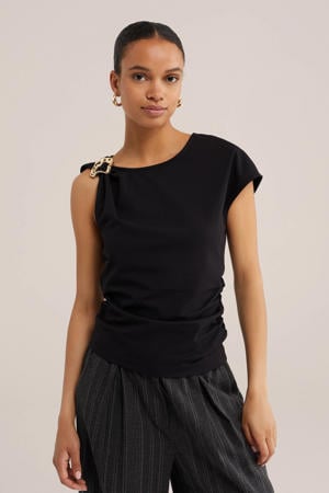 top met knoopdetail - zwart