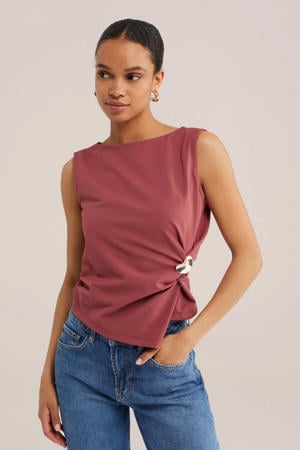 top met knoopdetail - oudroze
