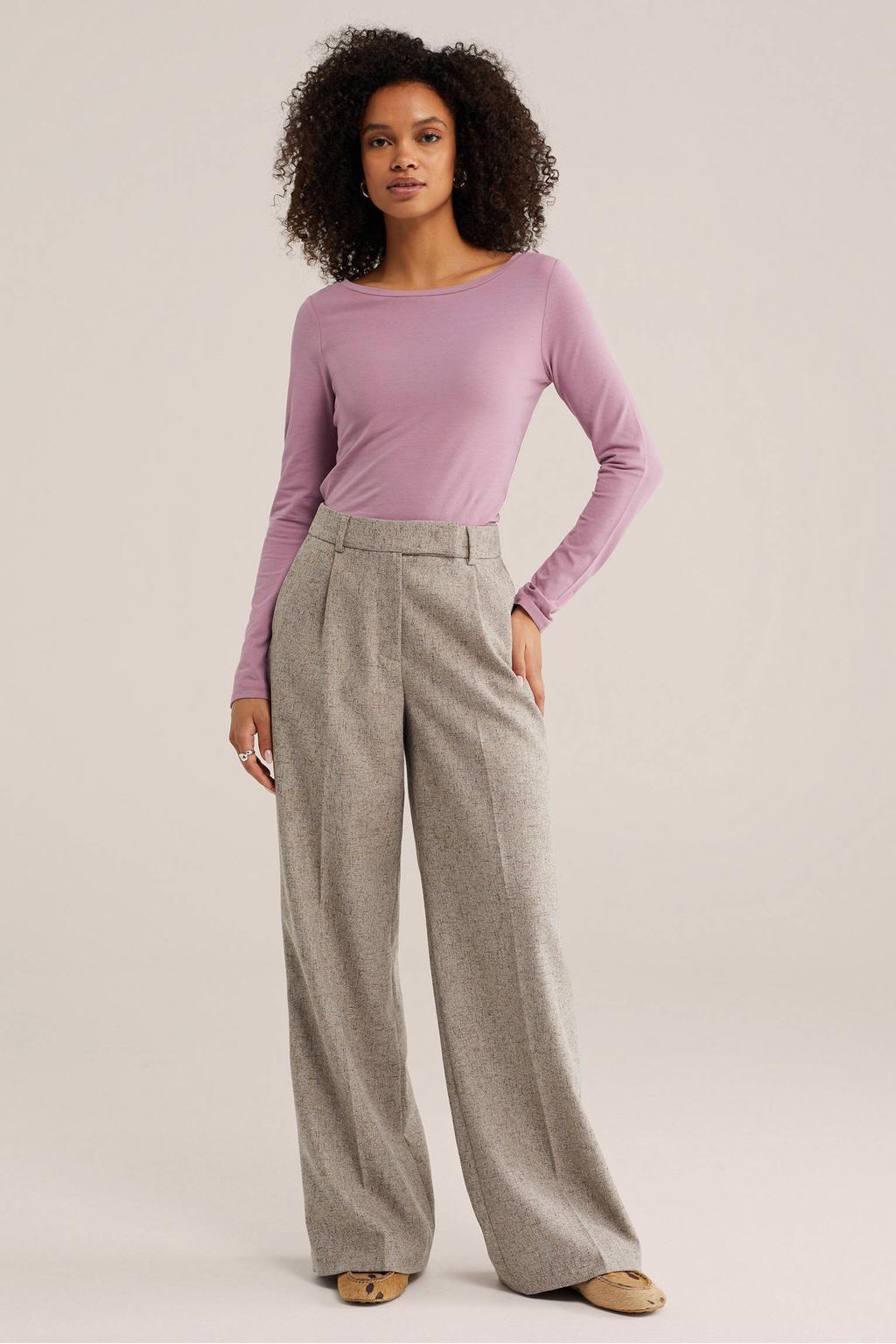 Roze dames WE Fashion loose fit longsleeve van polyester met effen