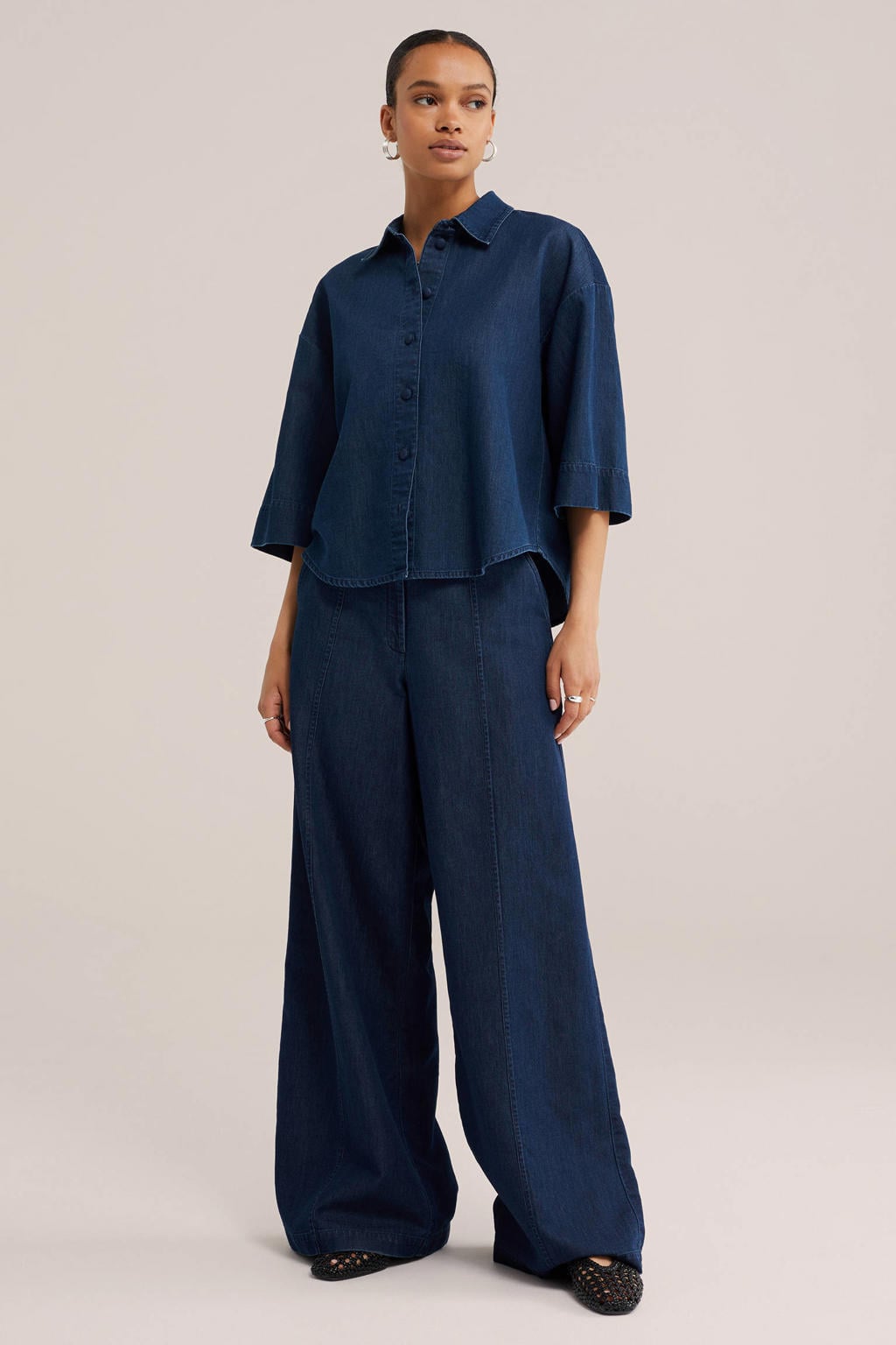 WE Fashion wide leg jeans - donkerblauw