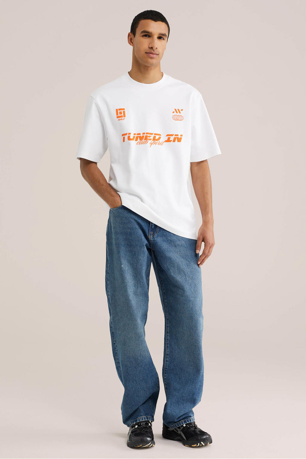 WE Fashion relaxed fit T-shirt met print - wit