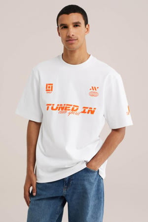 relaxed fit T-shirt met print - wit