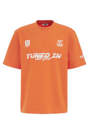 thumbnail: WE Fashion relaxed fit T-shirt met print - oranje