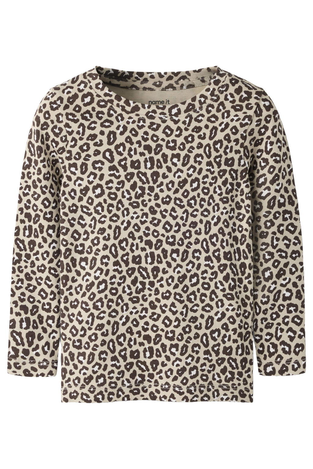 NAME IT MINI rechtvallende longsleeve met panterprint - beige