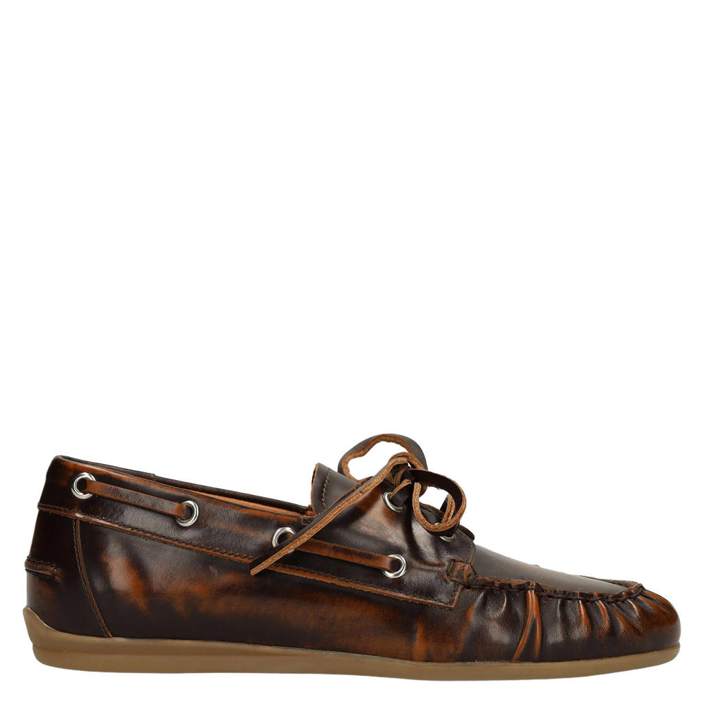Bruine dames Sacha leren bootschoenen - met veters