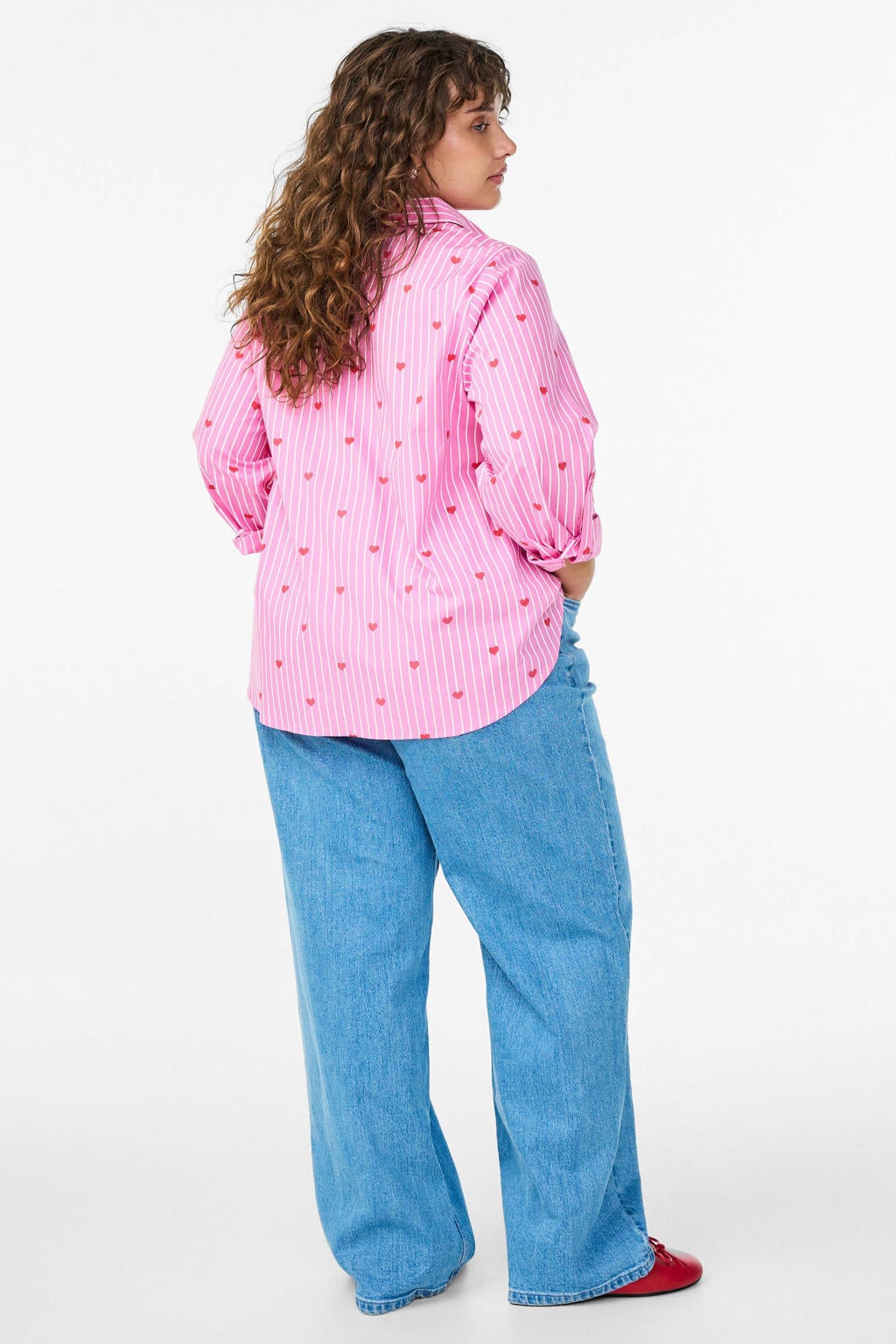 Zizzi high waist wide leg jeans Plus Size - lichtblauw