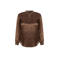 Exxcellent top met smockwerk Plus Size - bruin