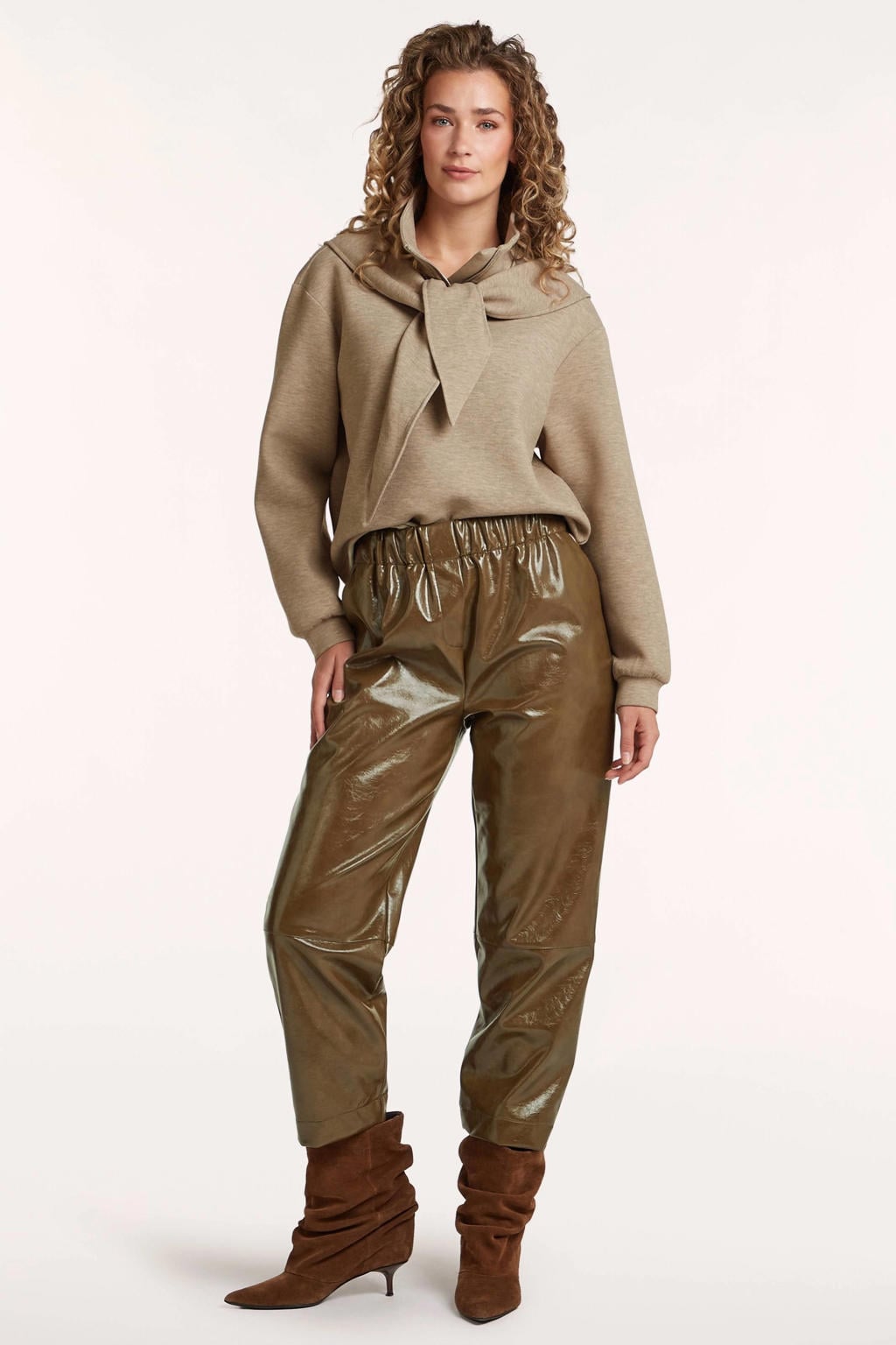 Beige dames Circle of Trust sweater met effen en lange mouwen