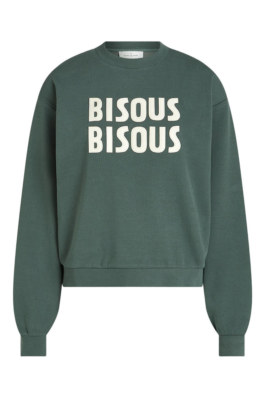 Circle of Trust sweater met tekst - donkergroen/ecru