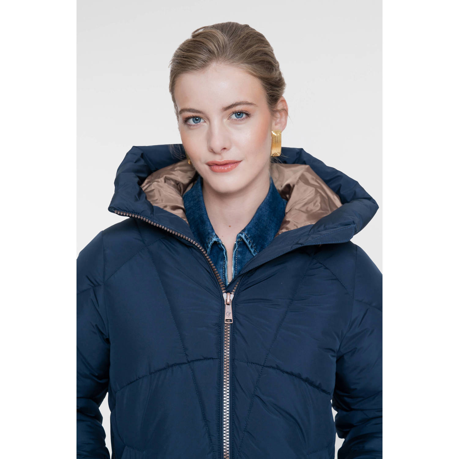 Geisha gewatteerde jas donkerblauw