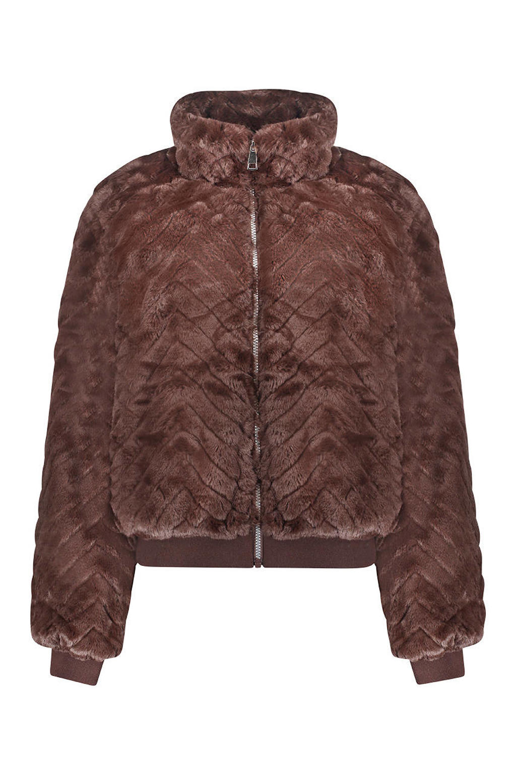 Geisha imitatiebont faux fur jas - bruin