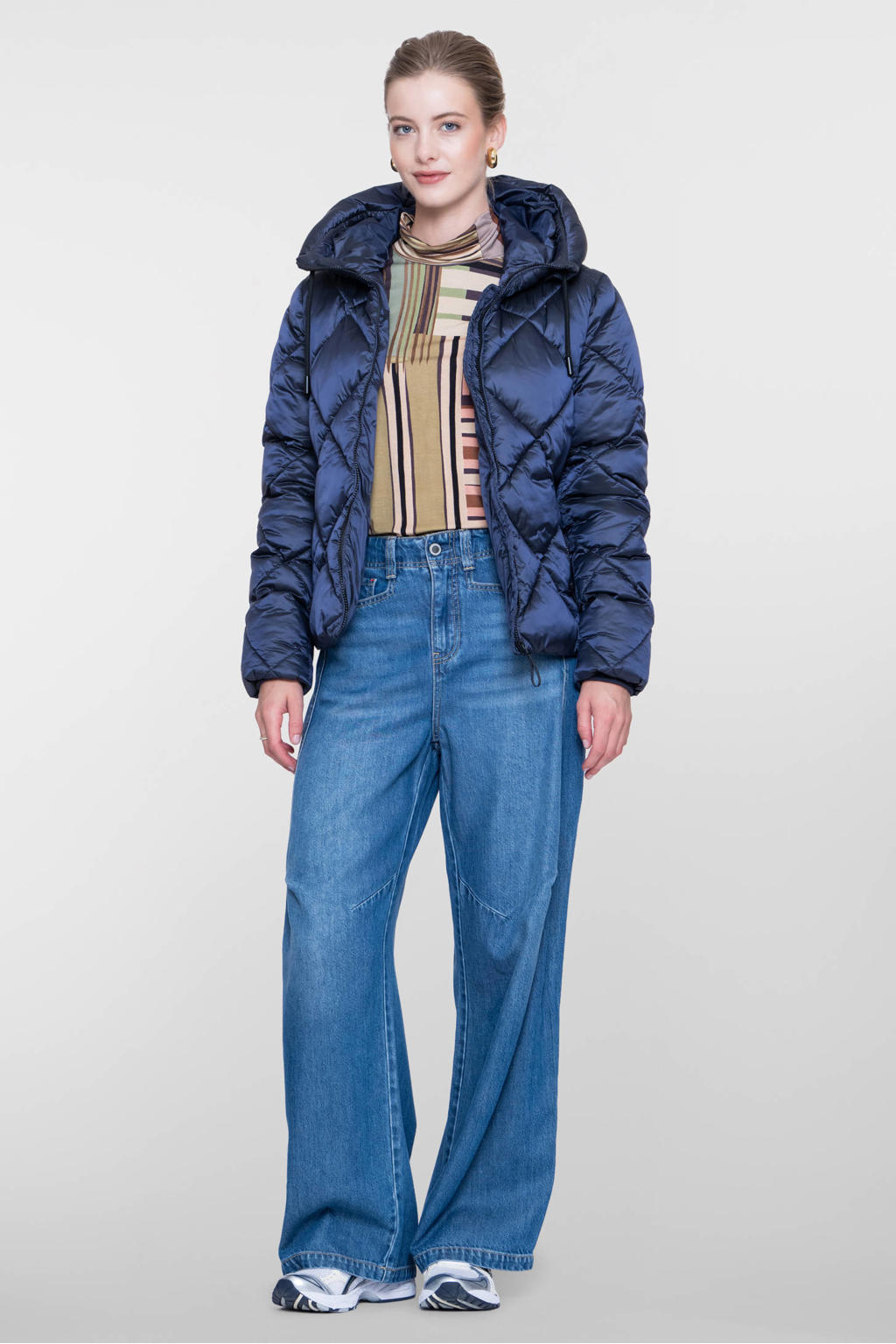Geisha gewatteerde jas - donkerblauw