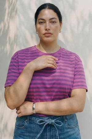 gestreept T-shirt Plus Size - paars