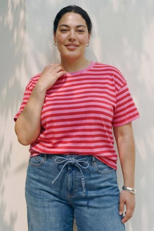 gestreept T-shirt Plus Size - roze
