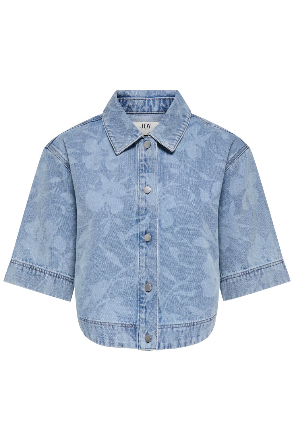 JDY denim rechtvallend gebloemde blouse - lichtblauw