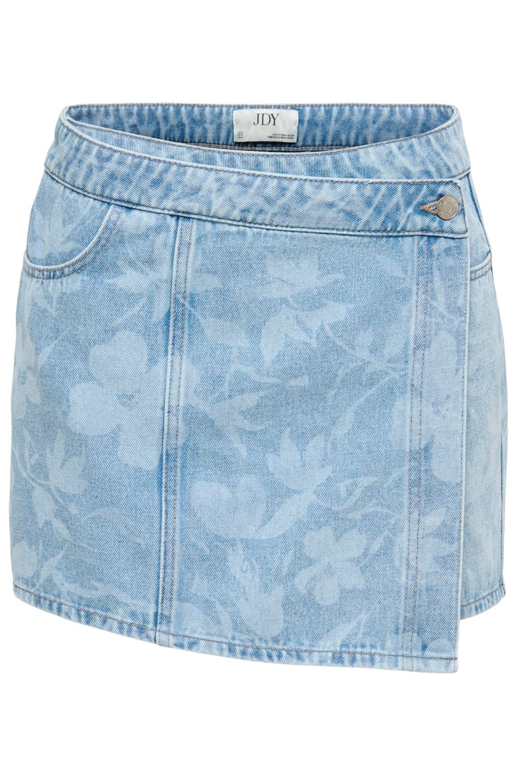 JDY denim gebloemde skort met borduursels - lichtblauw denim