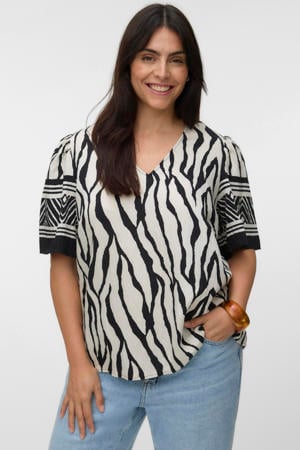 top met print - zwart