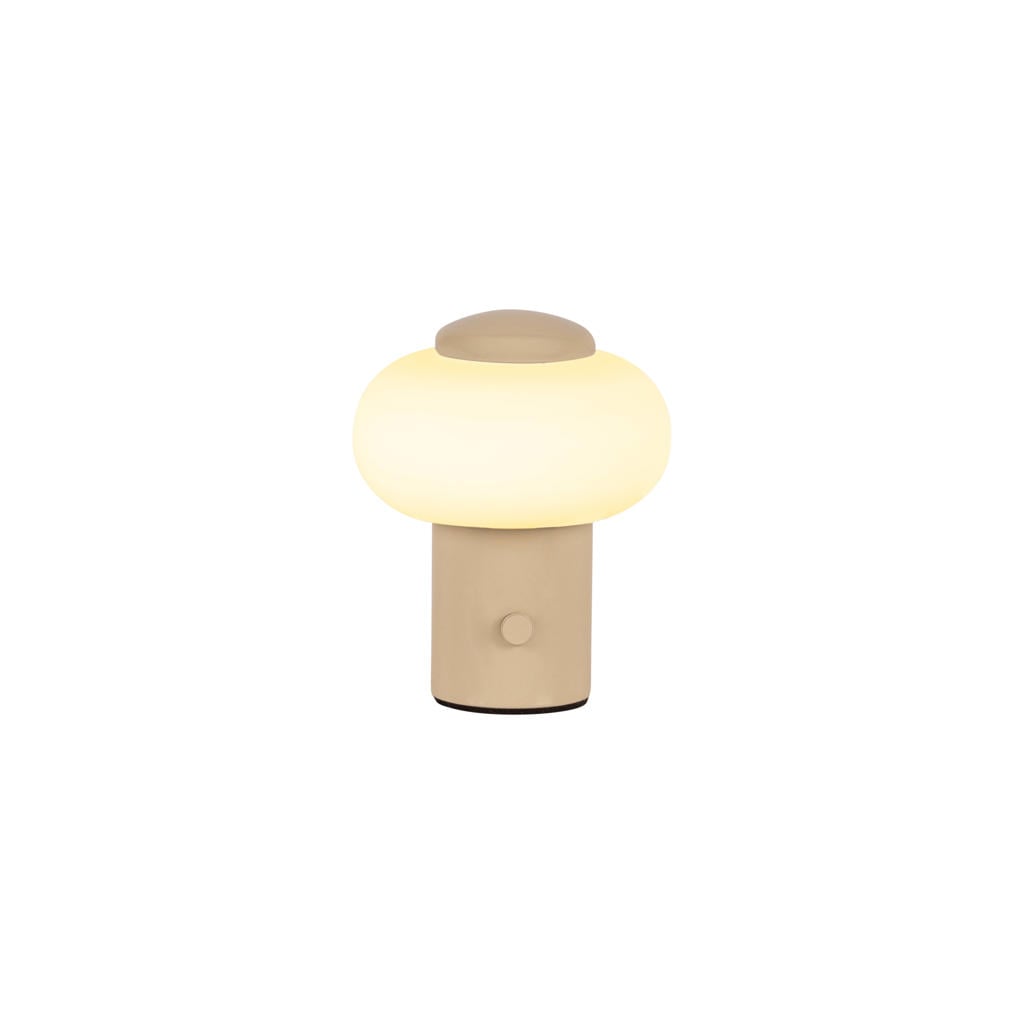 Lucide GUSTAV - Oplaadbare Tafellamp - Accu/Batterij - Ø 8 cm - LED Dimb. - 1x0,8W 2700K - Beige