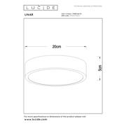 thumbnail: Lucide UNAR - Plafonnière - Ø 20 cm - LED 3 StepDim - 1x12W 2700K - Wit
