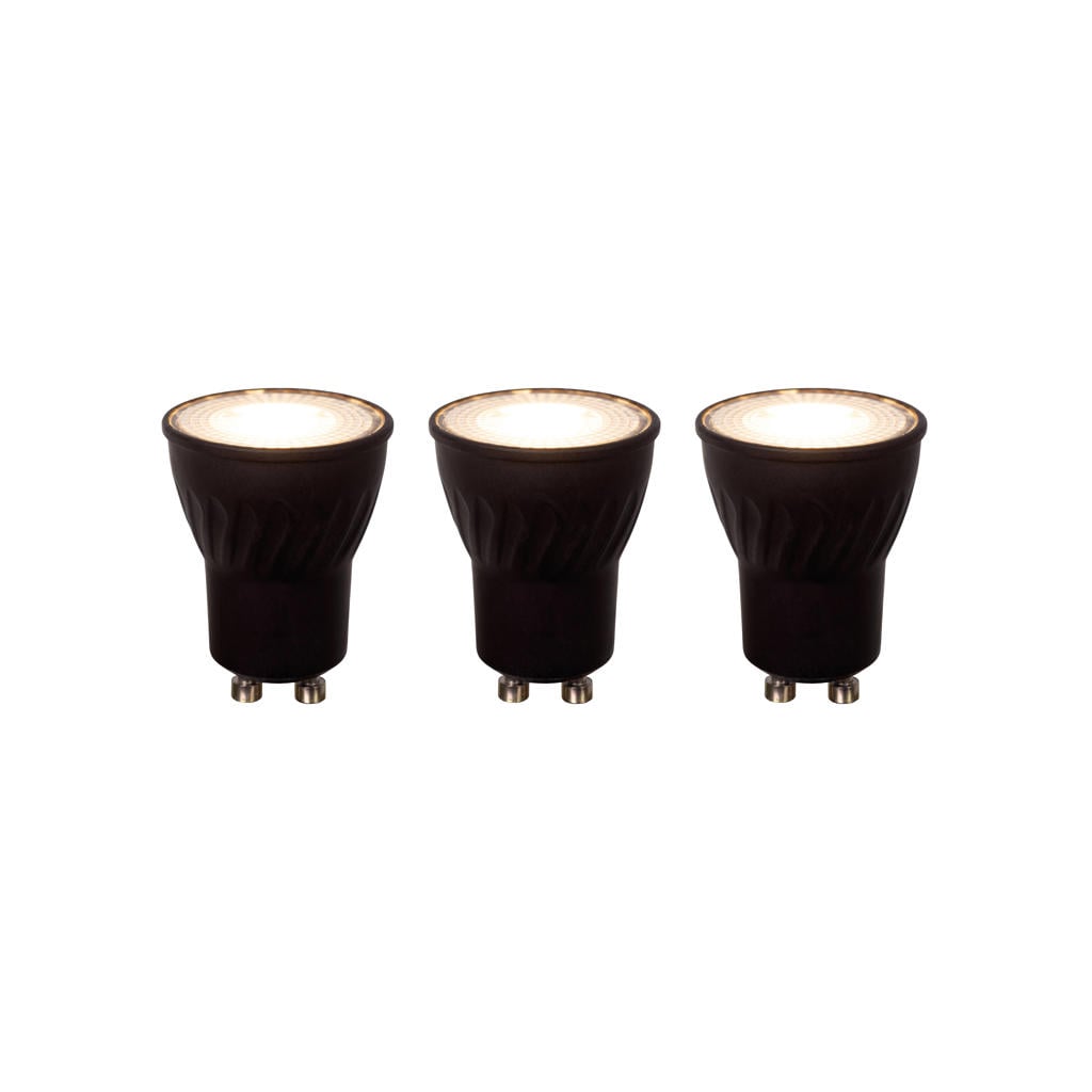 Lucide MR11 * 3 - Led lamp - Ø 3,5 cm - LED Dimb. - GU10 (MR11) - 3x3,8W 2700K - Zwart - Set van 3