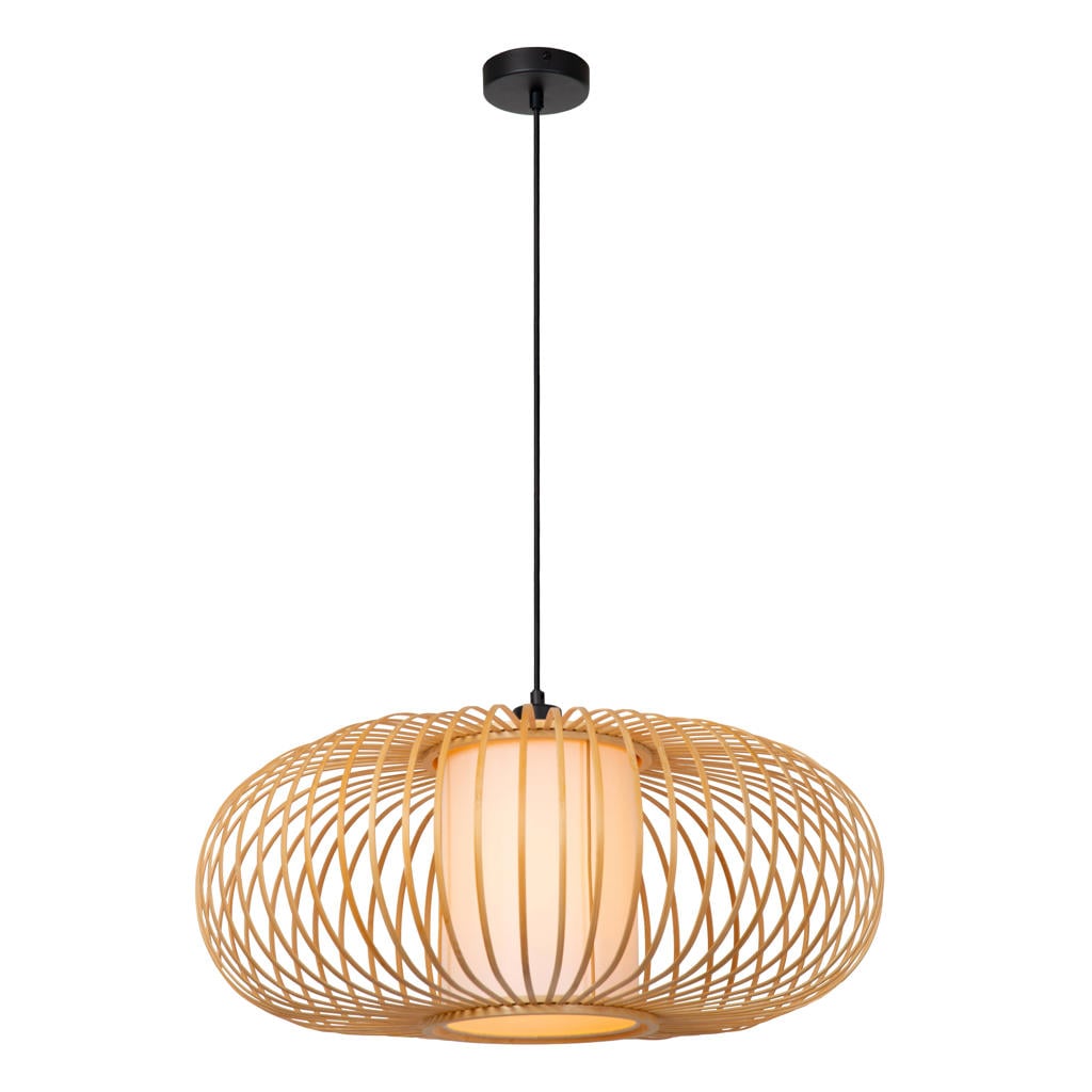 Lucide THULINE - Hanglamp - Ø 60 cm - 1xE27 - Lichte houtlook | Essential