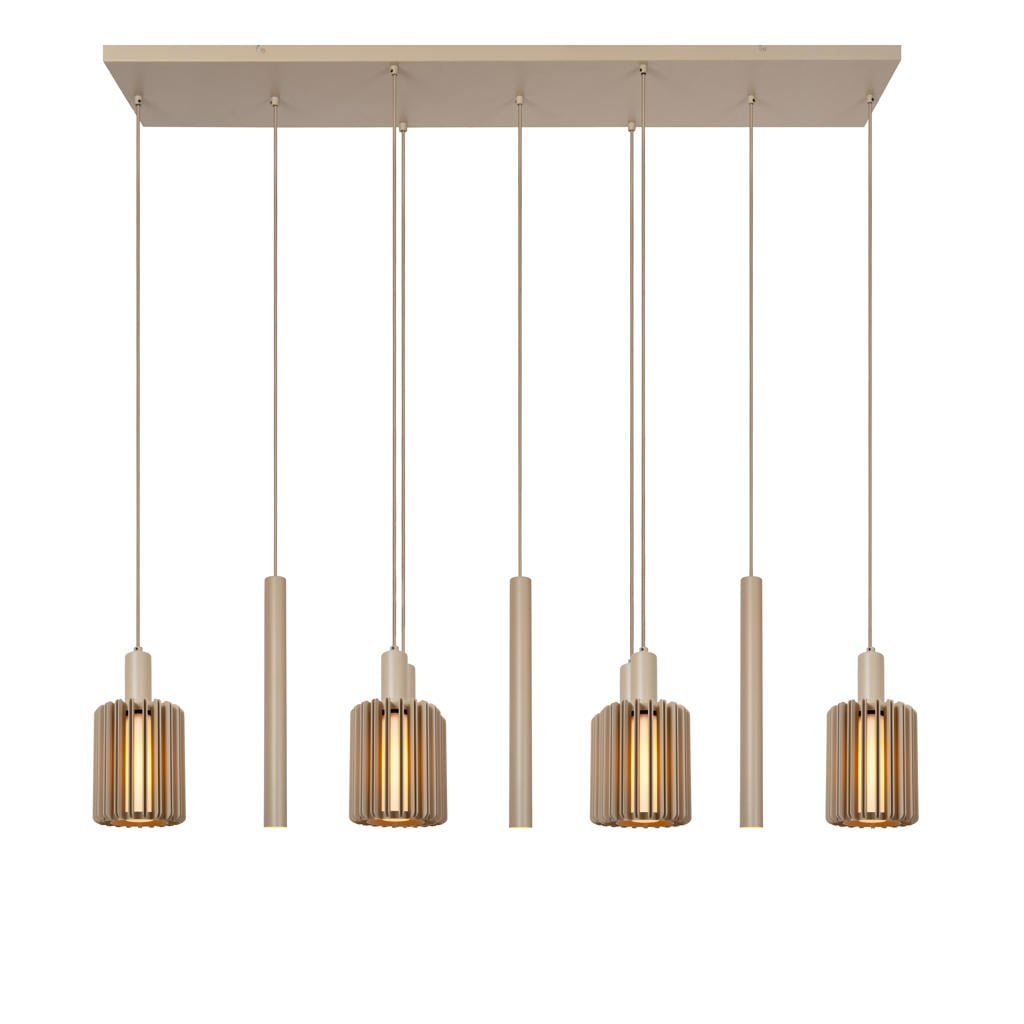 Lucide LAMBRES - Hanglamp - 6xE27 - Taupe