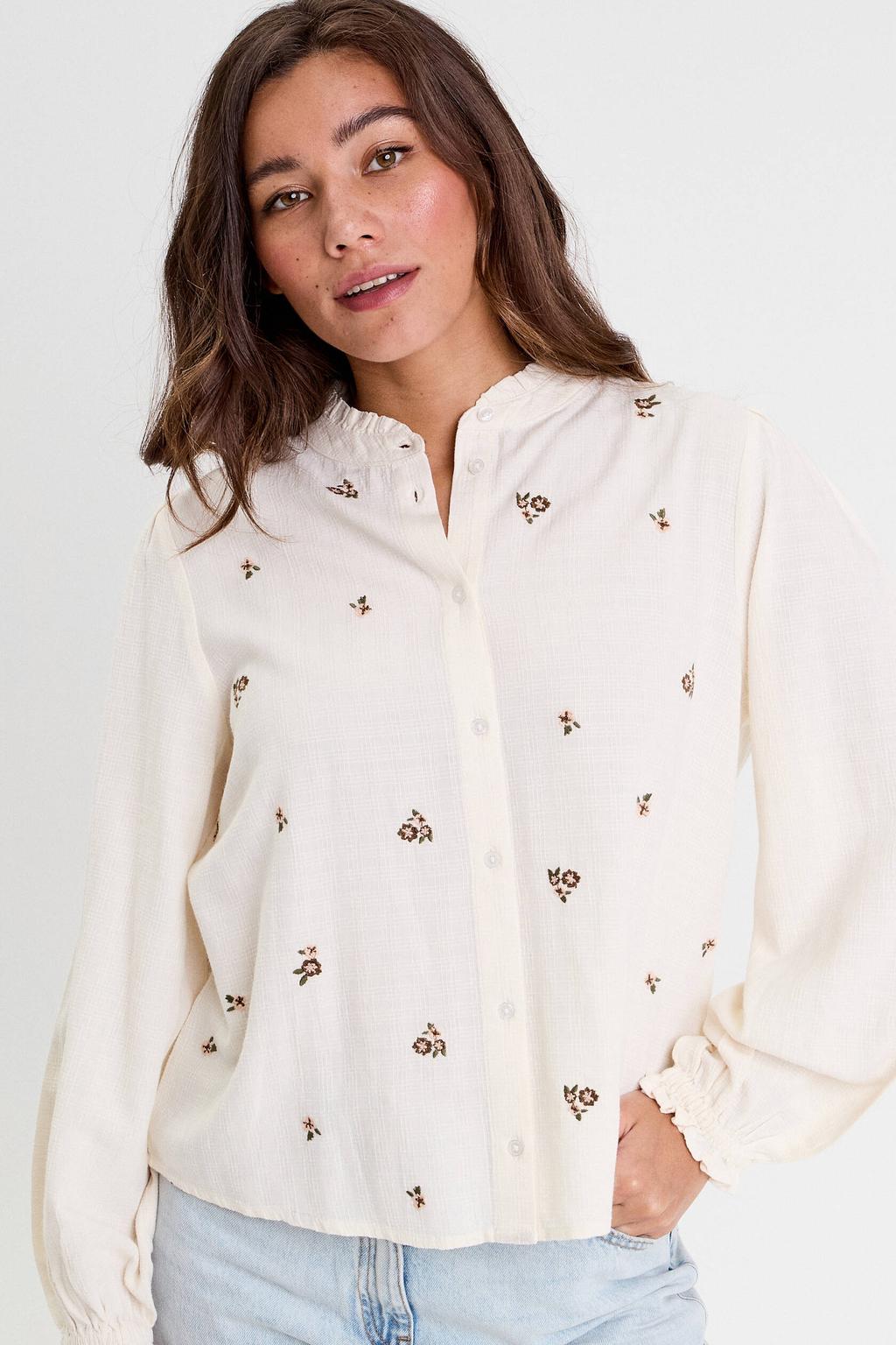 Cache Cache gebloemde blouse met ruches - ecru