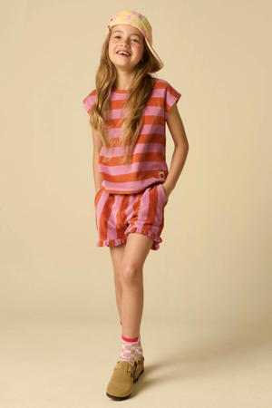 badstof high waist gestreepte casual short lila
