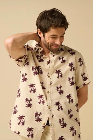relaxed fit overhemd met print - beige