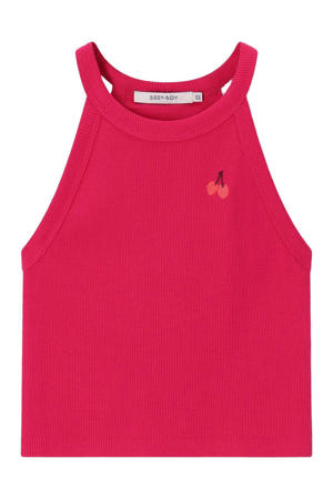 mouwloze top roze