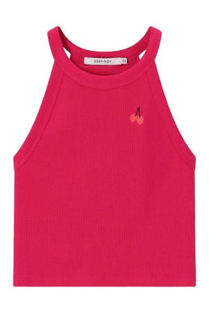 mouwloze top roze