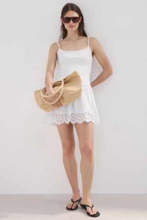 broderie korte zomerjurk - wit