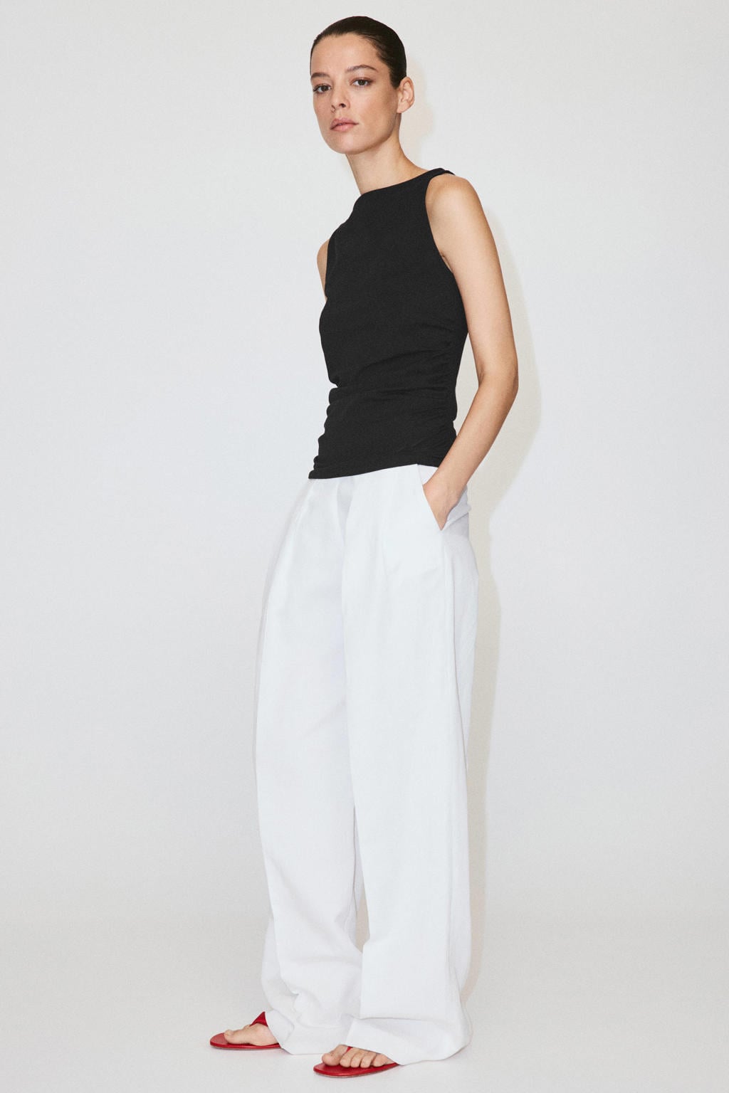 Zwarte dames Mango top met effen en ronde hals