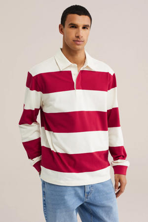 relaxed fit gestreepte polo - rood