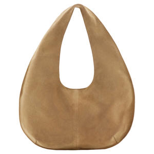 suede schoudertas lichtbruin