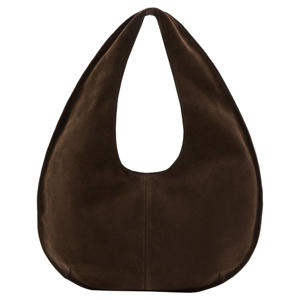 suede schoudertas donkerbruin