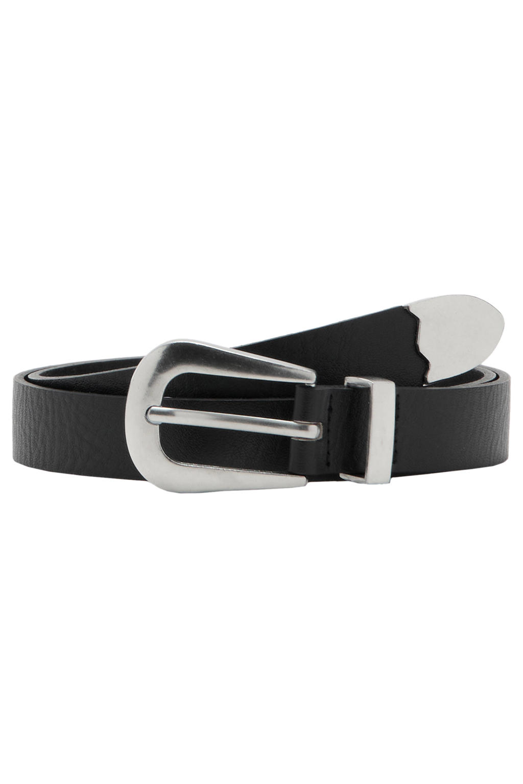 Mango leren riem zwart