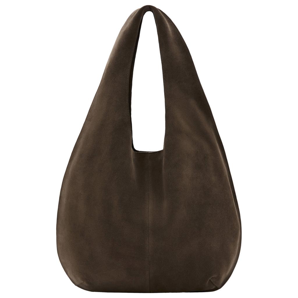 Mango suede schoudertas bruin