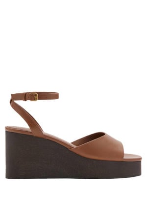 leren sleehakken met sleehak - cognac